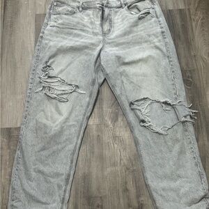 America Eagle Light Gray Distressed Ripped Jeans